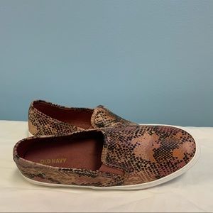 Old Navy Faux Leather Snake Print Slip-on Sneakers